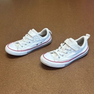 Converse Boys White Canvas Sneakers with Red and Navy Accents